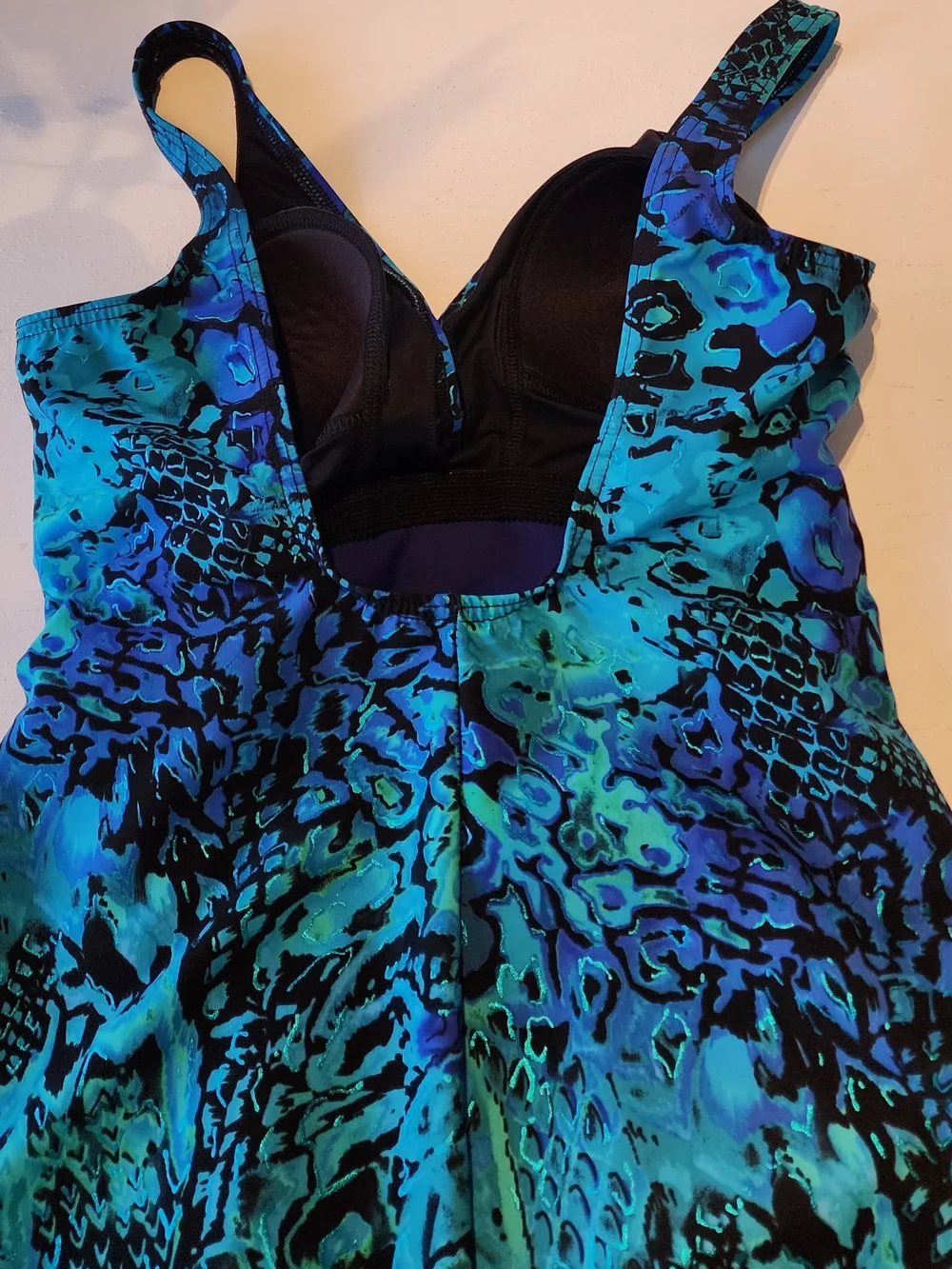 Miraclesuit Teal and Royal Blue Floral Surplice One-Piece Swimsuit